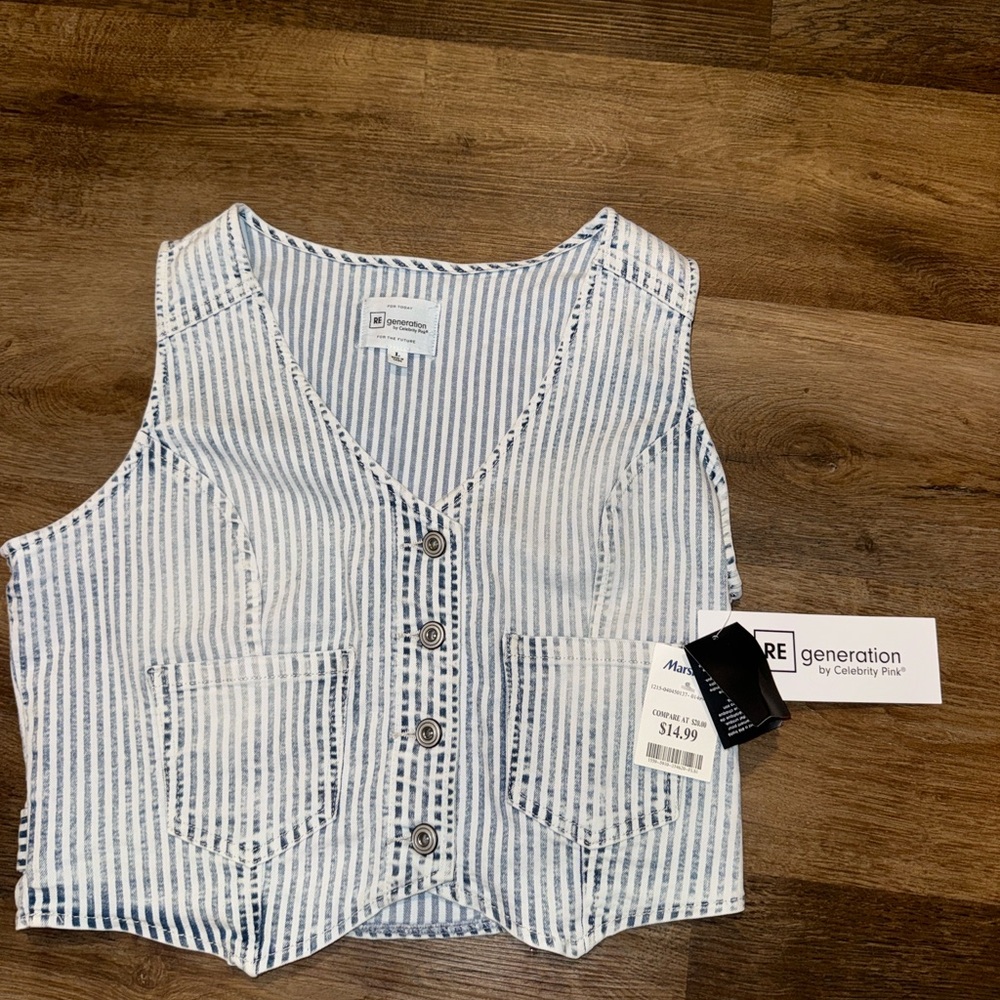 Blue Striped Women's Vest by Celebrity Pink